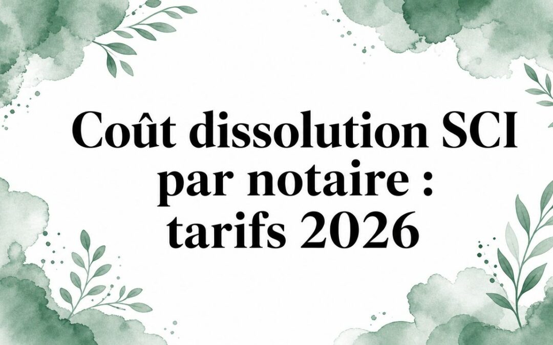 Coût dissolution SCI par notaire : tarifs 2026
