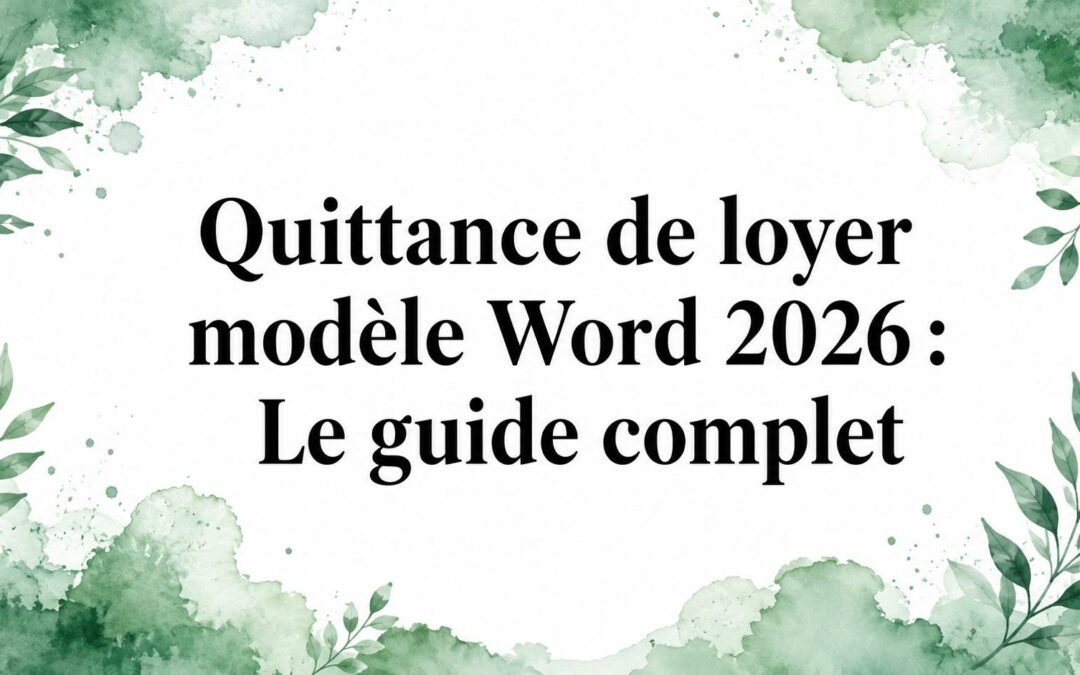 Quittance de loyer modèle Word 2026 : Le guide complet