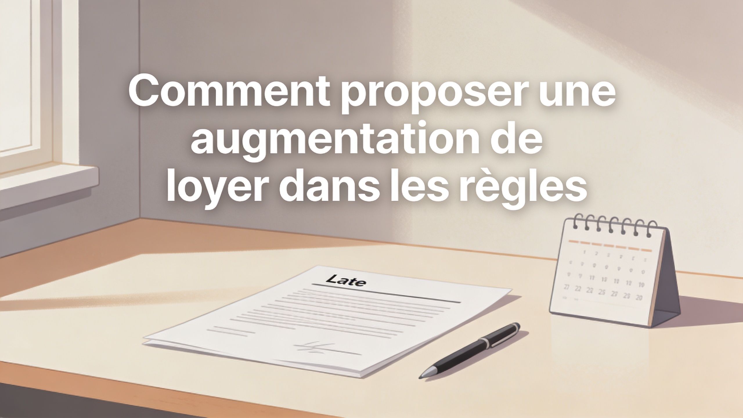 Une image illustrant une procédure pour proposer une augmentation de loyer avec un calendrier et un document.