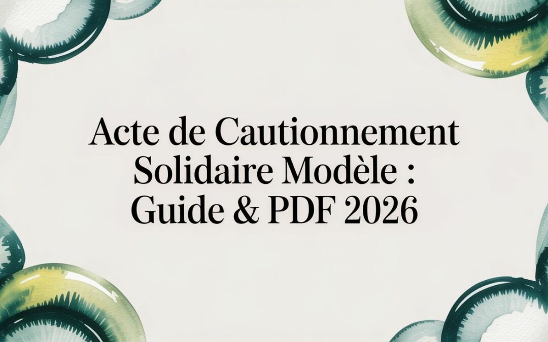 Acte de cautionnement solidaire modèle : Guide & PDF 2026