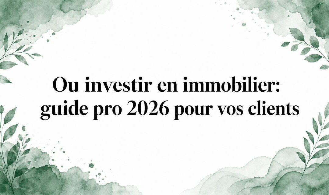 Ou investir en immobilier: guide pro 2026 pour vos clients